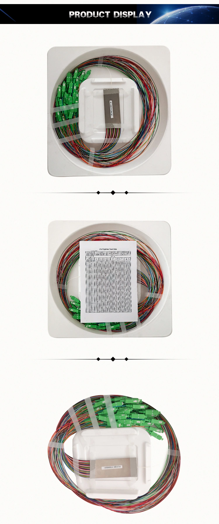 Sc APC Couplers Steel Tube 2 Optical Fiber Spliter Coupler for Gpon FTTX 1X64 PLC Splitter