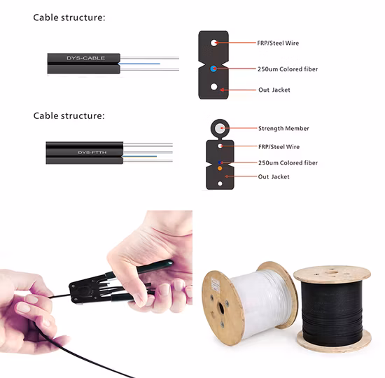 Cavo flessibile in fibra FTTH Cavo in fibra ottica per interni esterni 1/2 core